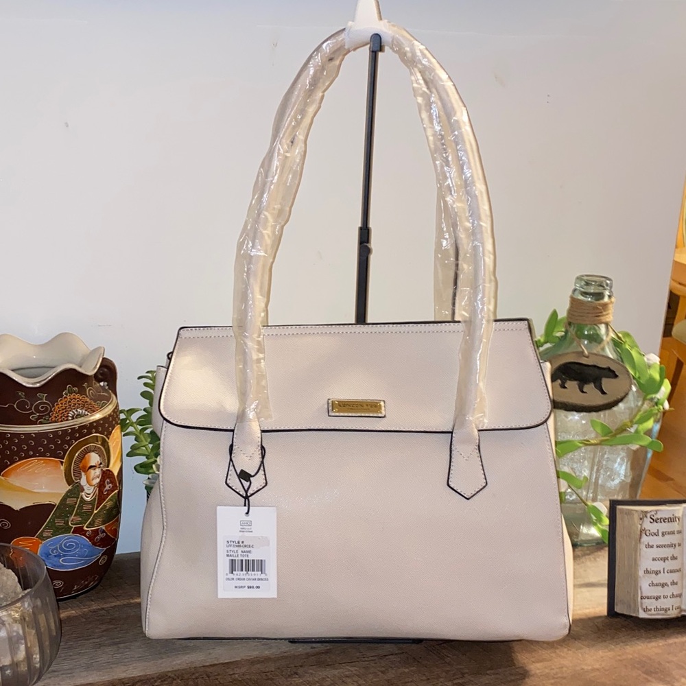 NWT!! London Fog Large Maille Tote Shoulder Bag 100th Anniversary Cream Caviar - Picture 2 of 14